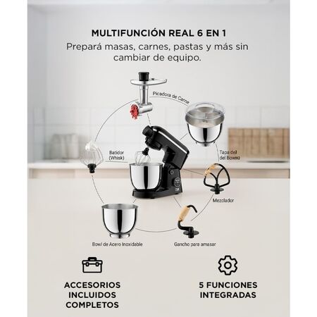 Batidora Planetaria CUK by Gadnic 6 en 1 con Picadora De Carne 1400W