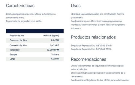 Tornillo Neumático Bremen Encastre 1/4 Pulgada sin Accesorios