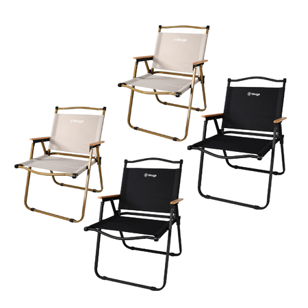 Combo x4 Reposera Plegable Waggs Playera Moderna Apoyabrazos Negro y Beige