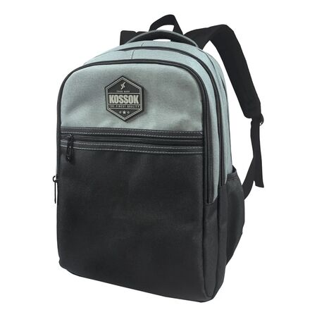 Mochila Kossok Champ Urbana Multiple Compartimentos Premium Negro y Gris Liso