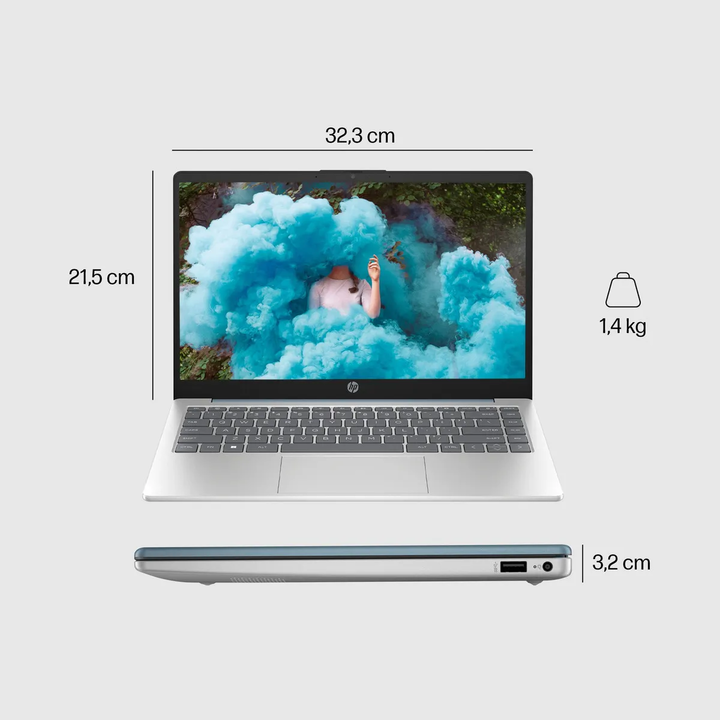 Notebook Hp 14-em0001la Ryzen 3 8gb 256g + Disco Externo 4tb Azul - Vista 7