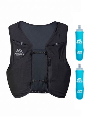 Kit Aonijie Chaleco de Hidratación 8L y 2 Botellas Unisex Trail running Negro