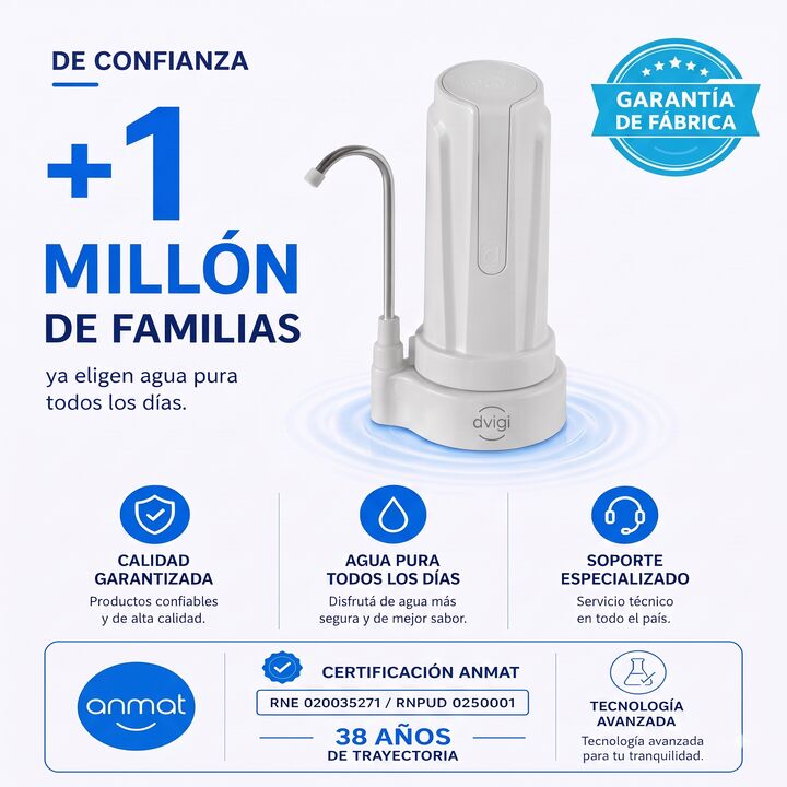 Purificador de Agua Dvigi Aqua Sobre Mesada Elimina Cloro - Vista 5