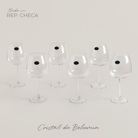 Set X 6 Copas De Cristal De Bohemia Anser 770 Ml