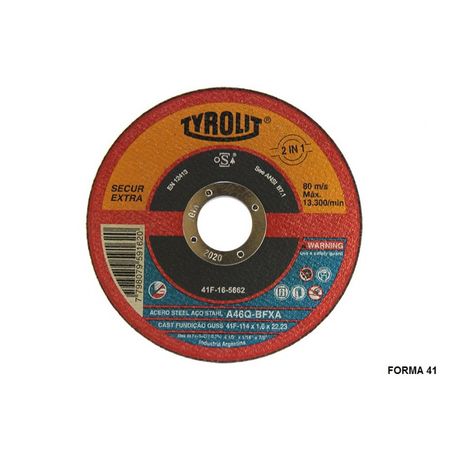 Disco centro deprimido 10A 114x3.2x22.23 Tyrolit