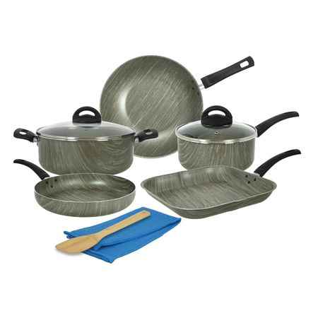 Bateria Antiadherente 9 piezas 1,8 MM Aston Terra Bifera Cacerola Olla Wok Sarten 