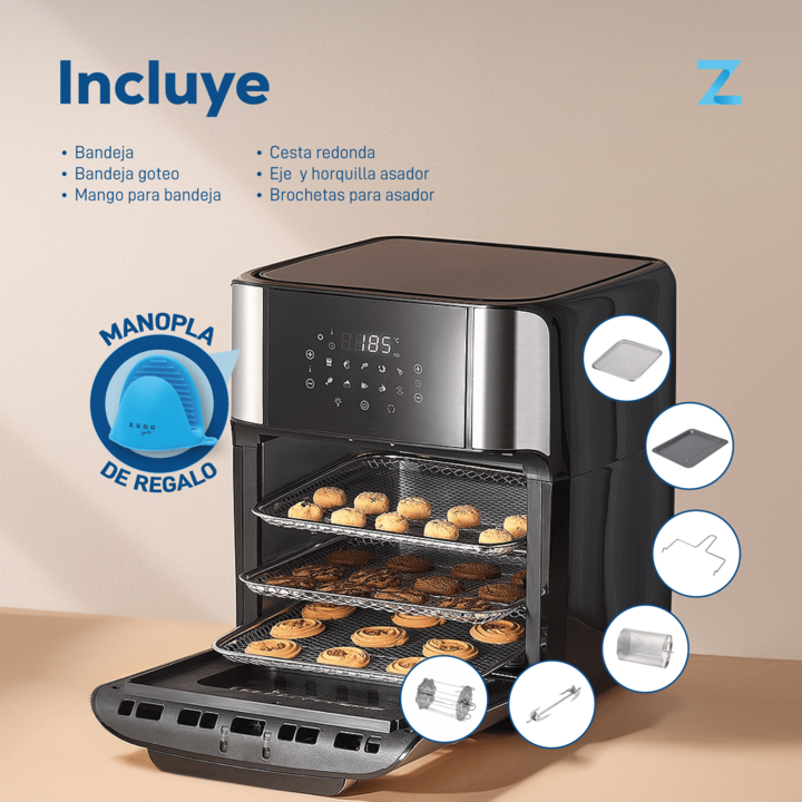 Freidora De Aire Horno Zego 12lts 1800w Digital Cventana - Vista 6