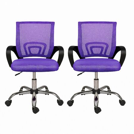 Set de Sillas De Escritorio Clásicas Oficina Ergonómicas con Ruedas color violeta  x 2 unid