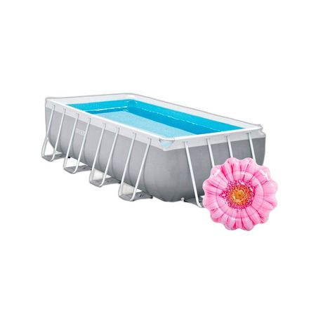 Combo Pileta Intex 10874L Prism Frame + Flotador Flor Margarita 142cm
