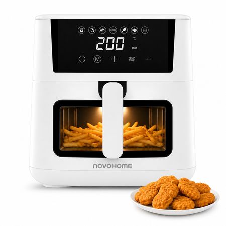 Freidora de Aire Digital Sin Aceite Novohome 4.5L Blanco