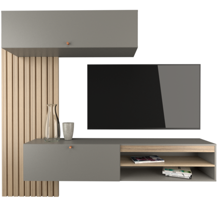 MUEBLE TIPO ESTANTE FLOTANTE PARA TV CON VARILLADO DE COLGAR