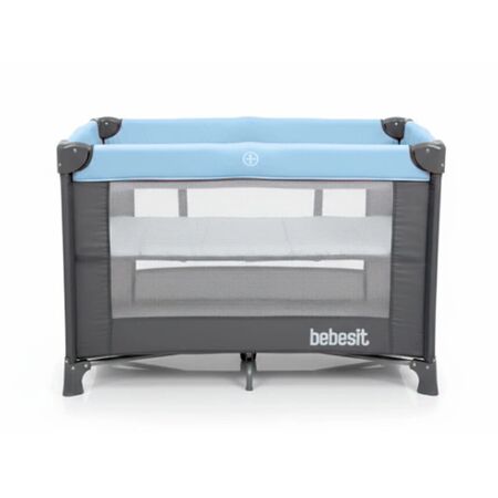 Cuna Bolso Transportable Doble Altura Con Cambiador Bebesit 2105-ad Celeste Con Gris
