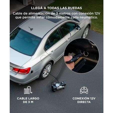 Compresor Para Auto 12v 150psi 35lt/min Portátil Con Manómetro