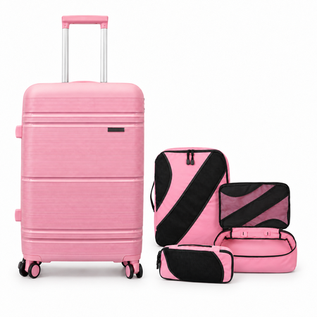 Valija Mediana de viaje Plástico ABS  con candado + Triple Organizador de regalo