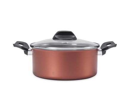 Cacerola c/Tapa de Vidrio Templado 4.5L 24 cm Cobre - Linea Clove Brinox ( 7111/461)