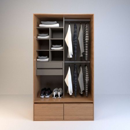 Vestidor 1,20m Alto 2caj.2zap. Olmo F.|gris C. Tables