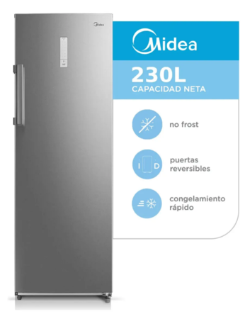 FREEZER VERTICAL MIDEA FF-EC8SAR1 NO FROST 7 CAJONES 230 LTS COLOR INOX