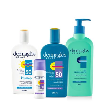 Dermaglos Set Proteccion Solar Familar Fps50 + Gel Post Solar