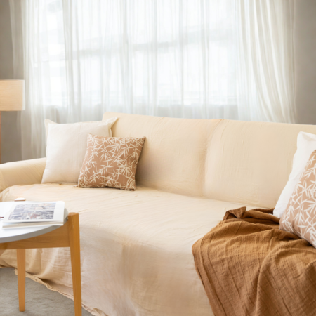 Funda Para Sillon 1 Cuerpos 230x150 Gasa Tusor 100% Algodón Beige