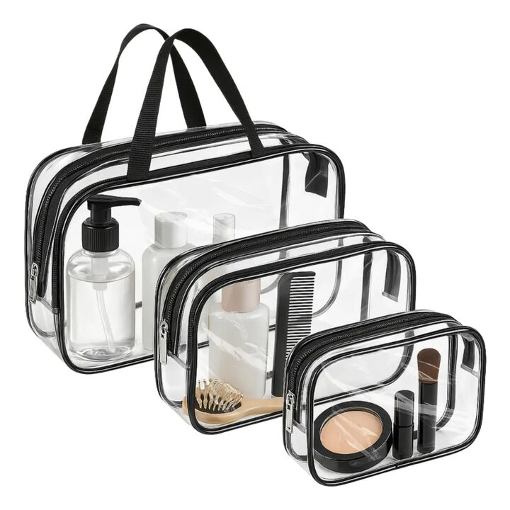Set 3 bolsos neceseres transparentes organizadores multiuso - Vista 1