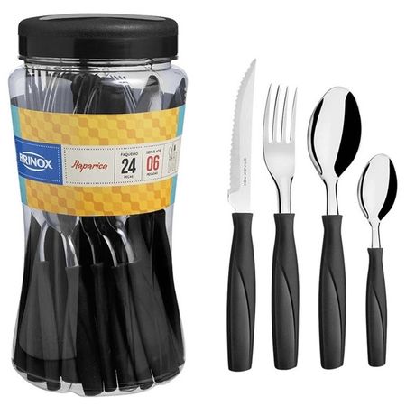 Juego De Cubiertos 24 Piezas Itaparica  Negro Brinox ( 6000/712)