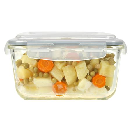 Hermético Taper Contenedor Vidrio Apto Microondas Freezer 2200 ml Cuadrado Aston