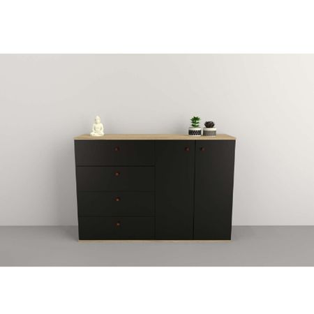 Bahiut 1.30 Mts Línea Home Tables Olmo Finlandés y Negro