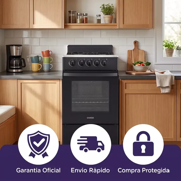 Cocina Multigas 50cm Sansei Essential 4 Hornallas Con Visor - Vista 11