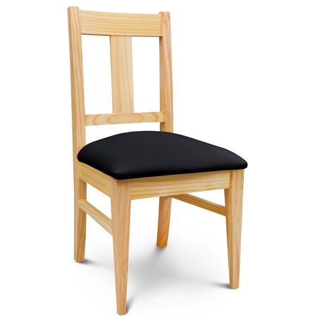 Silla de Comedor Euro lustre Natural Tapizado Inka Negro Espacity