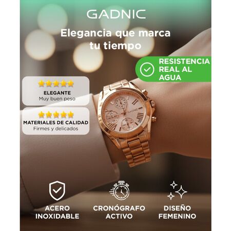 Reloj De Mujer Gadnic Cuarzo Analógico Resistente Al Agua
