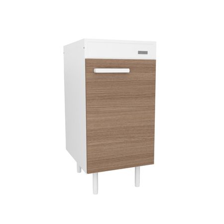 MÓDULO BAJO MESADA MOSCONI 40 CM EXPRESS MELAMINA GABINETE COCINA 10183 COLOR BLANCO FRENTE CARVALHO MEZZO