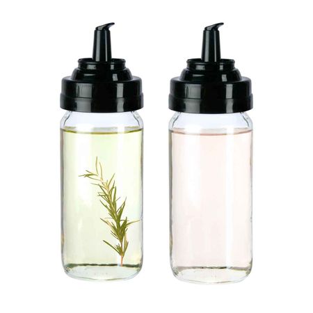 Set X 2 Aceitera Vinagrera Vidrio Pico Vertedor Aston 245 cc