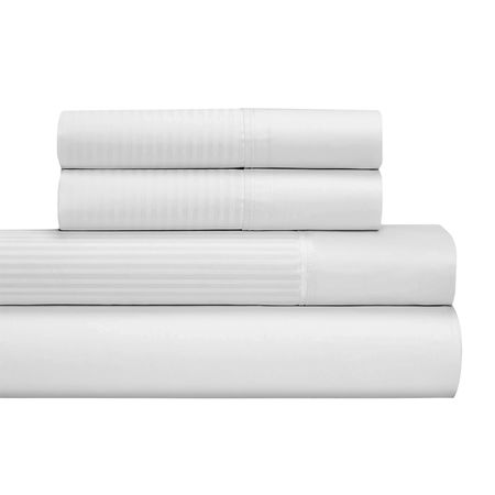 Juego De Sabanas King Size Cannon 100% Algodón Color Blanco rayado