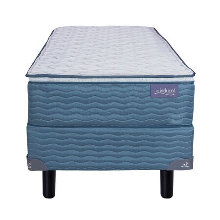 Colchon y Sommier Inducol April Azul 1 plaza 80x190x24cm de Resortes Bonnell y Pillow Top de Jackard