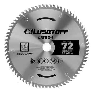 Disco De Sierra 180 Mm 72 Dientes Widia L13504 Lusqtoff