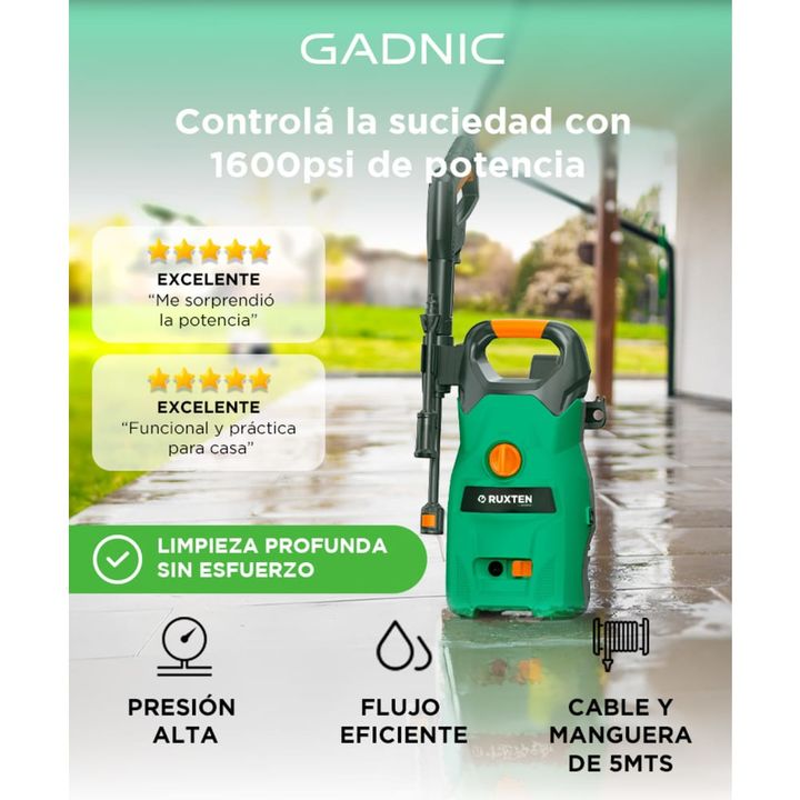 Kit Hidrolavadora Gadnic eléctrica 1400W Mas Aspiradora de Mano Gadnic Portátil Auto Hogar 120W - Vista 2