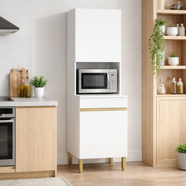 Mueble Para Microondas Organizador Line Puertas Blanco - Vista 5