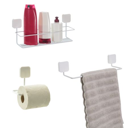Organizacion Baño kit 3 Piezas Auto adhesivo Metaltru Portarrollo Toallero Estante