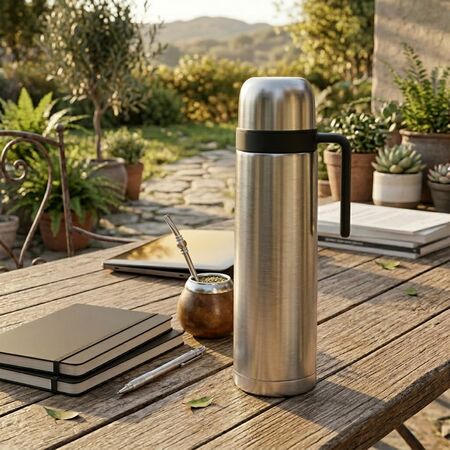 Termo Acero Inoxidable 1 Litro Doble Capa Frio Calor Pico Vertedor