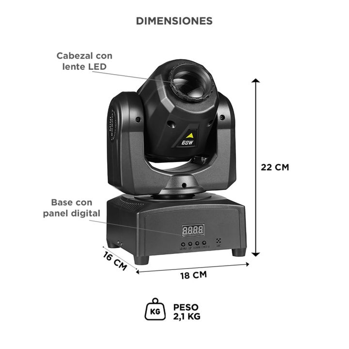 Luz LED Para DJ Gadnic Cabezal Móvil 40w Bid Dipper 220v - Vista 6