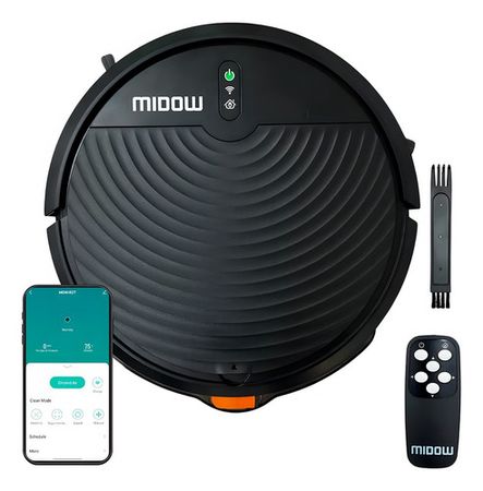 Aspiradora Robot Midow Wifi Smart Trapeador 3 Modos Limpieza Negro (MDWRZT)