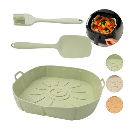 Set Silicona Molde Cuadrado + utensilios Verde