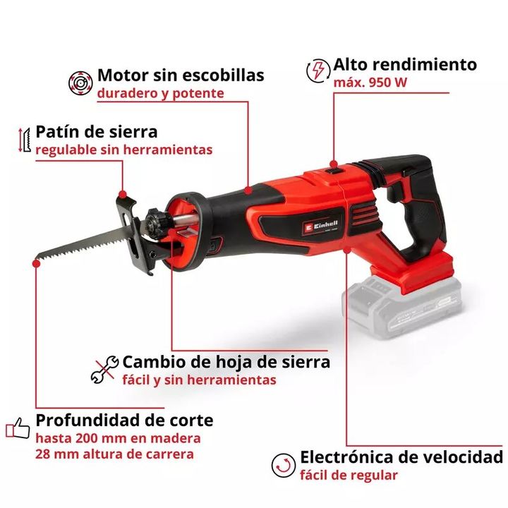 Einhell Sierra de sable Inalambrica TP-AP 18/28 Li BL - Solo - Vista 3
