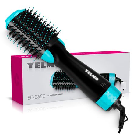 Cepillo Electrico Secador Y Alisador Yelmo Sc-3650 1200w 4 En 1 Efecto Antifrizz Celeste