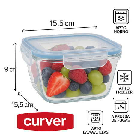 Hermetico Contenedor Vidrio Taper Horno Freezer 860 ml Curver