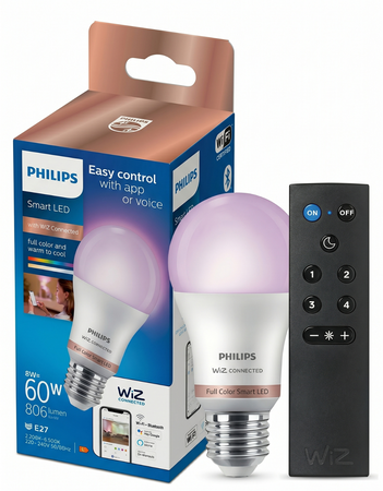 Lampara Led Philips Wifi Smart Color E27 x3 + Control remoto
