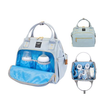 Cartera Bandolera Mujer Maternal Con Bolsillo Termico Para Mamadera EB400 Celeste