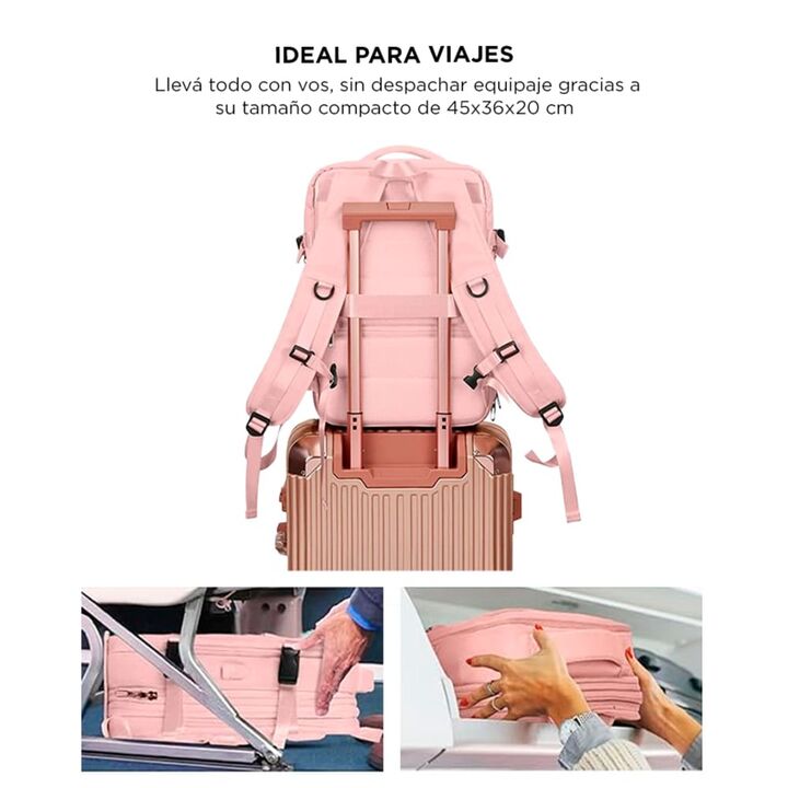 Mochila de Viaje Gadnic Expansible Impermeable (Gris) - Vista 3