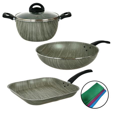 Bateria de Cocina Cacerola Wok Bifera Grill Aston Terra