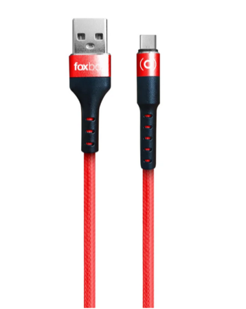 CABLE FOXBOX ROUND PRO LIGHTNING A TYPE-C , ROJO, 1.25M (7474)